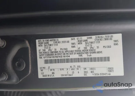 2015 Ford F-150 Xlt from USA, damaged, VIN 1FTFW1EF6FKE18104